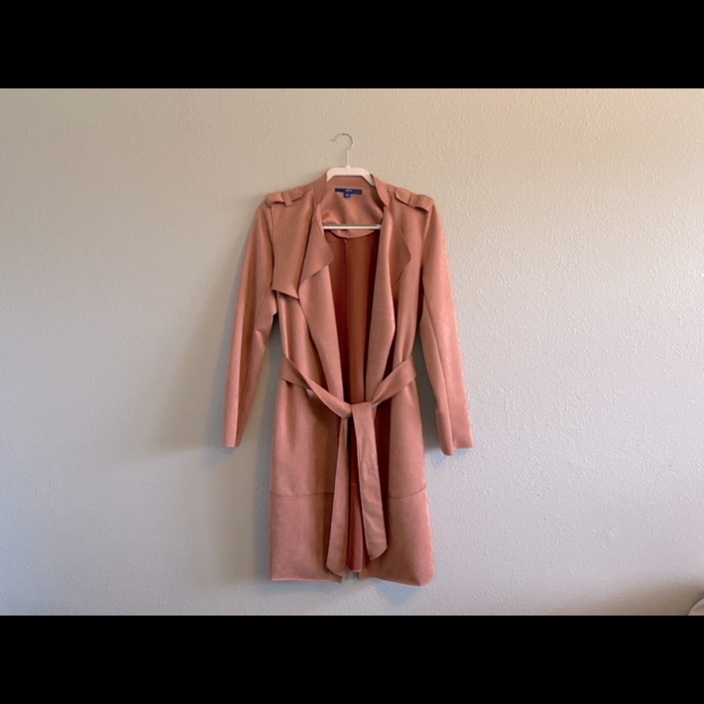 APT. 9 Suede Blush Trench Coat (Size Small)